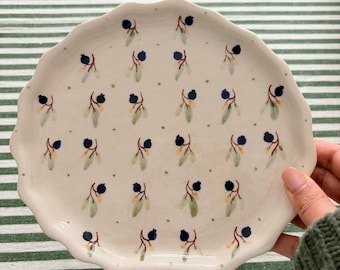 Coastal Shell Ceramic Plates, Hand-Painted Beach Tableware, Cake, Dessert & Side Plates