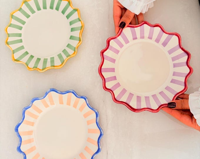 Elegant Dessert Plate Set – Hand Painted Portuguese Ceramic Plates, Cake Plates, Aperitivo Plates, Artisan Gift Idea
