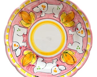 Cagnolino Plate Set | Italian Hand-Painted Dog Ceramic | Amalfi Coast