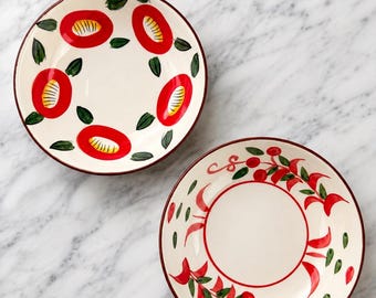 Ensemble de 4 bols en céramique à décor floral peint à la main | Bols de service d'inspiration japonaise et coréenne | Bols à pâtes, à soupe et à salade