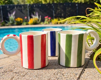 Handmade Ceramic Tumbler Cup, Cobalt Blue Drip Glaze, Moroccan Pottery Cup, Artisan Tea Cup, Rustic Mediterranean Drinkware