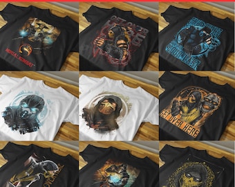 Mortal Kombat SVG Bundle, 15 Gaming Shirt Designs, Scorpion PNG Files (Digital Download)