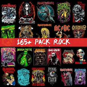 165+ Mega Rock & Metal Bundle PNG | Vintage 80s Concert Sublimation | Heavy Music Skull Shirt Design | Distressed Grunge Graphics