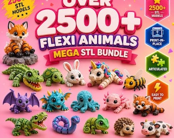 2500+ Articulated Flexi Animals STL Bundle | Dragons, Fantasy, Miniatures (Instant Download)