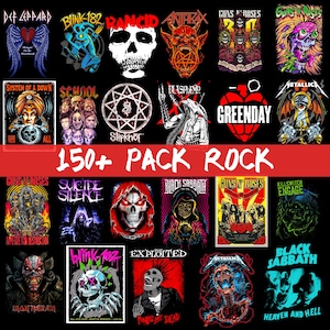 150+ Vintage Rock Band Bundle PNG | Retro 90s Grunge Concert Sublimation | Heavy Metal Skull Shirt Designs | Punk Music Fan Graphics