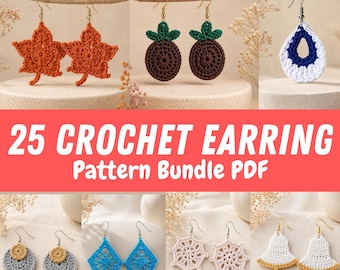 25 Crochet Earring Patterns Bundle, Boho Geometric Designs (Digital Download)