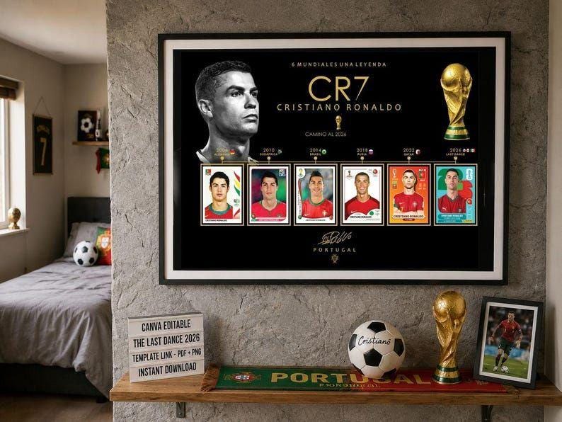 Cristiano Ronaldo WK-reisposter | CR7 voetbalmuurdecoratie (digitale download) afbeelding 2