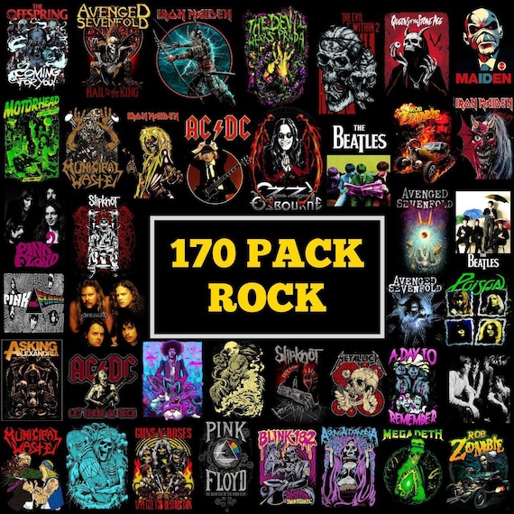 170+ Vintage Rock Graphic Bundle PNG | Heavy Metal Shirt Design | Grunge Aesthetic Poster | Retro Concert Bootleg | Gothic Skull Art Clipart