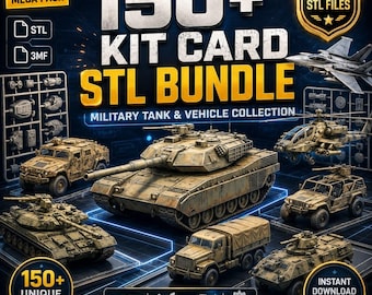150+ Military Kit Card STL Bundle | Tanks, Aircraft, Trucks (Digital Download)