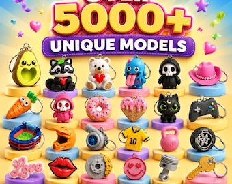 5000+ Keychain STL Bundle, 3D Print Files Bundle, Cute Keychains STL, Commercial License, Instant Download, 3MF STL Pack