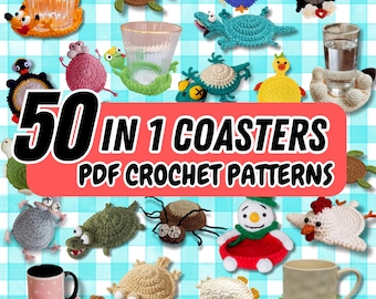 50 Animal Crochet Coaster Patterns Bundle, Mug Holder Collection (PDF + VIDEO TUTORIAL)