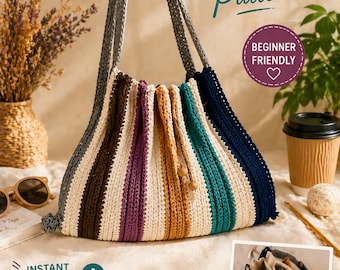 Accordion Crochet Bag Pattern PDF | Beginner Friendly Shoulder Bag Tutorial (Instant Download)