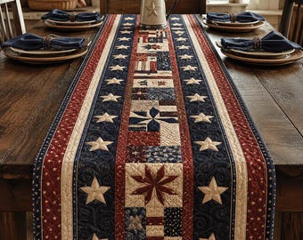 Patchwork Americana Dekor Patchwork Gesteppte Tischläufer, Stars Stripes