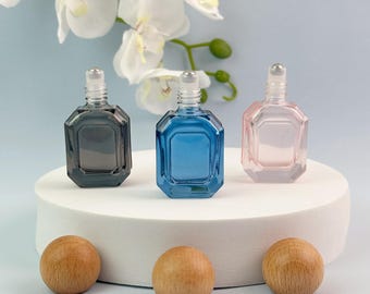 10ml Glass Roller Bottle with Wood Ball Cap, Empty Perfume Oil Roll On Bottle, Refillable Essential Oil Packaging, Lip Balm Bottles Bulk