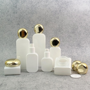 Emballage de luxe pour produits de beauté, Flacons cosmétiques en verre blanc nacré, Pot de crème en verre, Flacon pompe pour lotion, Vaporisateur vide, Atomiseur rechargeable