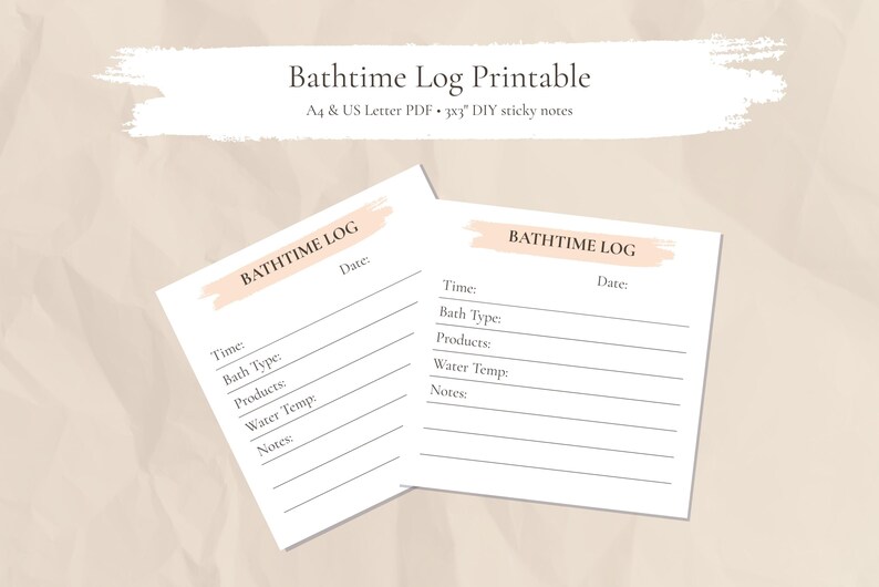 Bathtime Log Printable • A4 & US Letter PDF • Baby Bath Tracker ...