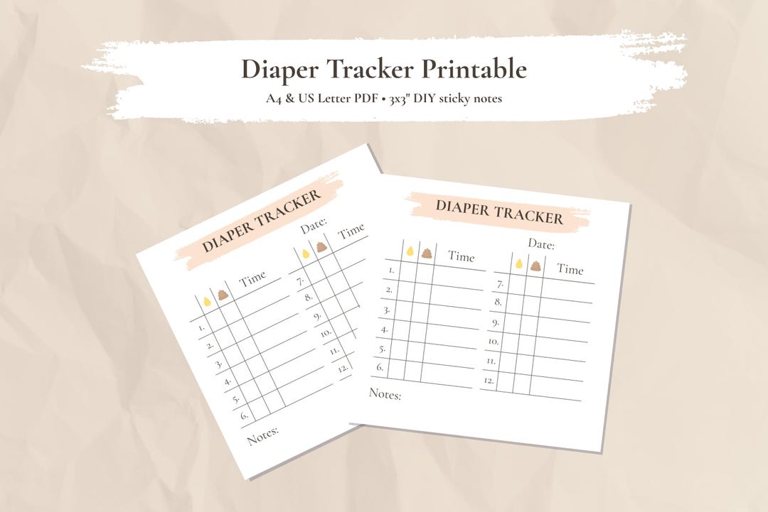 Diaper Tracker Printable • A4 & US Letter PDF • Newborn Diaper Log ...