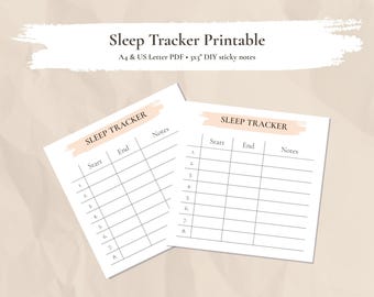 Schlaf-Tracker zum Ausdrucken • A4 & US Letter PDF • Blatt für die täglichen Schlaf-Tracker