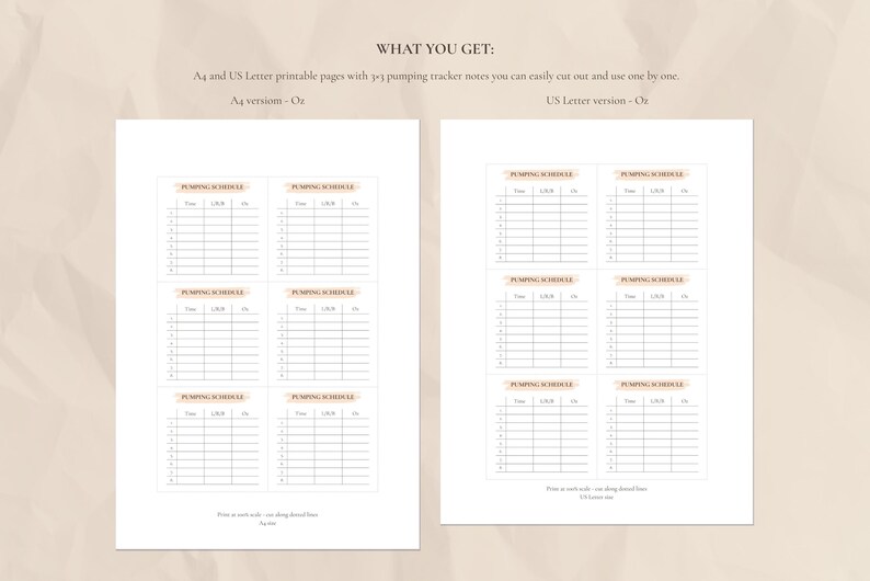 Pumping Note Pumping Schedule Printable • A4 & US Letter PDF • Ml and Oz Versions ...