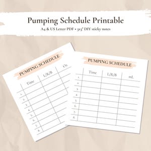 Pumping Schedule Printable • A4 & US Letter PDF • mL and Oz Versions • Breast Pump Log