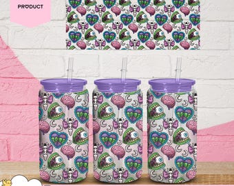 Zombie Love Pastel Horror UVDTF Cup Wrap (Fits 16oz Libbey Glass Can)