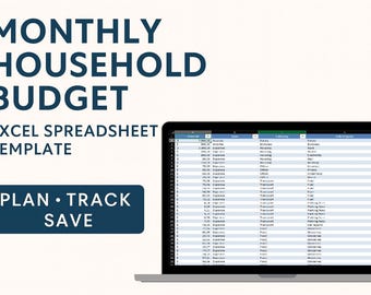 Maandelijkse huishoudbudgetplanner: Excel-spreadsheetsjabloon | Inkomsten- en uitgaventracker | Persoonlijke financiën en sparen