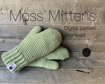 Moss Mittens Crochet Pattern