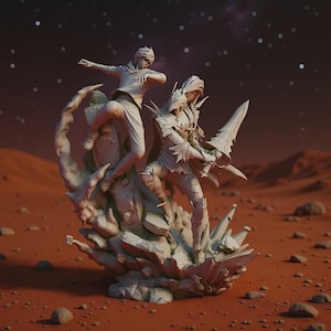 Shadow Duo STL | Dark Fantasy Hunter Diorama | Hero & Armored Knight Companion | Massive 28cm Display | Mini and 2 Busts | Pre-Supported STL