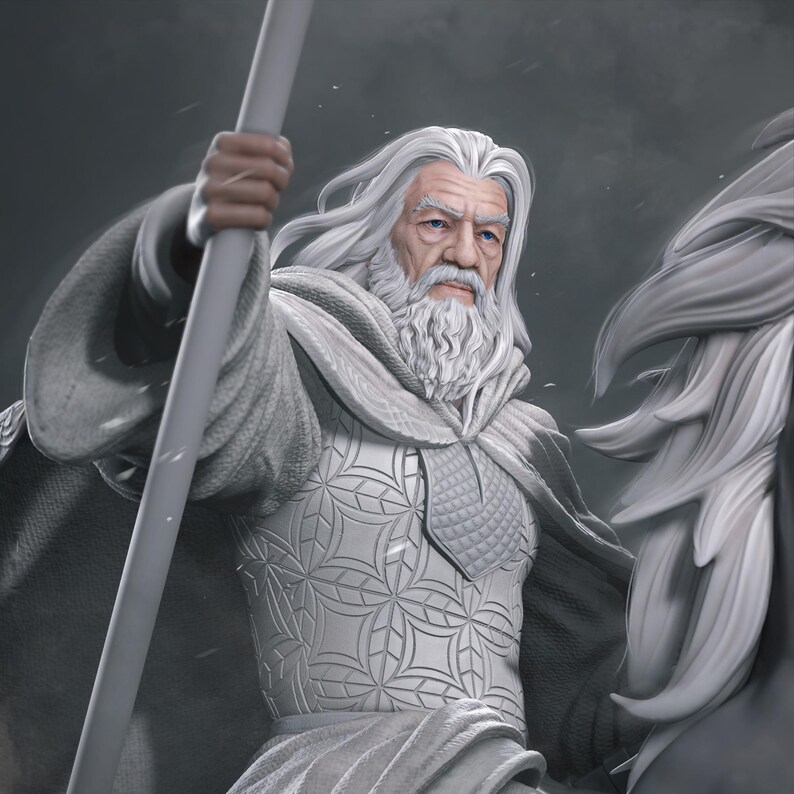 Shadowfax Rider Gandalf the White STL | Lord of the Rings Statue | White Rider Figure ...
