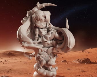 Impresión 3D STL de la Guardiana Mágica de la Luna Chibi: Estatua de Princesa Estrella Anime (Descarga digital)