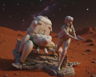Diorama STL de Ghost in the Shell / Motoko y Tachikoma, modelo de anime ciberpunk (descarga digital no compatible)