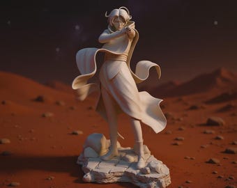 Figura de hechicera de fuego Elemental Mage STL de 190 mm con soporte previo, modelo de impresión 3D de fantasía de anime