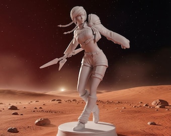 Estatua de Yuffie Final Fantasy STL 3D impresa, 172 mm, modelo de chica ninja dividida