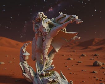 Estatua STL de Lune / Mago de la Expedición 33, miniatura y busto (descarga digital)