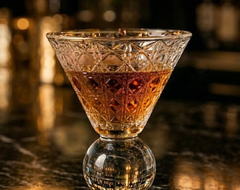 Vintage Kristall Whiskyglas, einzigartiger Whiskybecher mit Stiel, altmodisches Rocks Glas für Scotch und Bourbon, Luxus-Barware-Geschenk für Männer