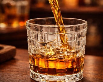 Premium Crystal Whisky Gläser Set | Old Fashioned Rocks Brille | Scotch Bourbon Becher | Vintage-Schnitt-Barware | Geschenk für Whisky Liebhaber