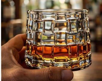 Crystal Whisky Rocks Glas, Spinning Bourbon und Scotch Tumbler, altmodisches Luxus Barware Geschenk für Männer
