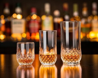Vintage Kristall Whiskyglas | Farbiger Old Fashioned Rocks Becher | Luxus Bourbon Scotch Glas | Hausbar Barzubehör Geschenk | 1er oder 2er Set