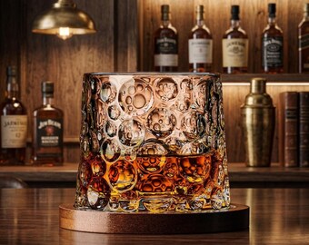 Luxus Whiskyglas | Vintage geschliffenes Glas Altmodische Becher | Bourbon & Scotch Rocks Glas | Elegantes Barware Geschenk für Ihn | Hausbar
