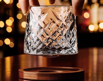 Doppelwandiges Kristall Whiskyglas | Edelstahl Bourbon & Scotch Rocks Becher | Altmodische Barware | Luxus Whisky Geschenk für Ihn |Hausbar