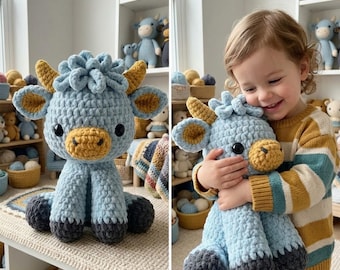 Highland Cow Crochet Pattern | Amigurumi Plushie PDF (Easy Beginner)