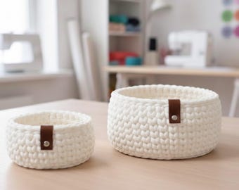 Bungee basket crochet pattern | Modern Storage Organizer (PDF Download)
