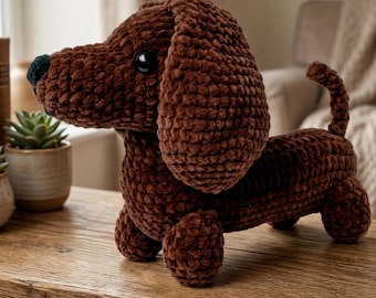 Dachshund Crochet Pattern PDF | Amigurumi Sausage Dog Plushie Tutorial (Digital Download)
