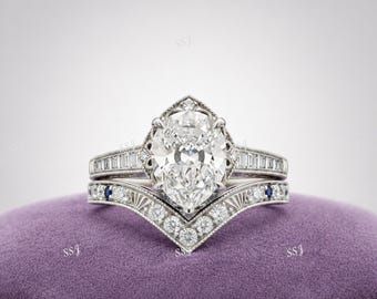 Vintage 2.0 Ct White Pear Cut Wedding Engagement Bridal Ring Set,Vintage Engagement Rings,Wedding Ring Set,Pear Engagement Ring