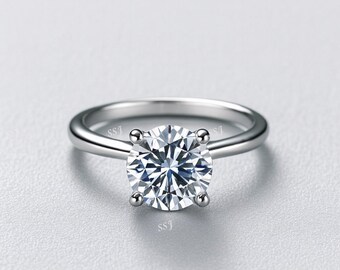 Solitaire White Round Cut Wedding Engagement Ring,Rings For Women