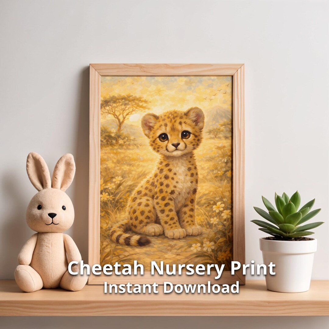 Cheetah Nursery Wall Art Printable, Safari Baby Animal Print, Jungle ...