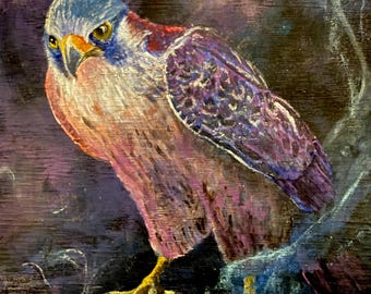 Falcon Acrylic on Wood Handpainted