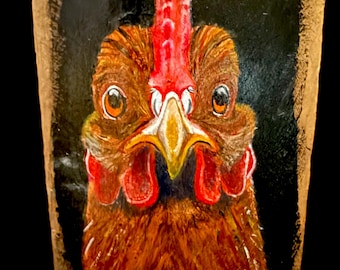 Chicken in Acrylic on Wood- Hand Painted