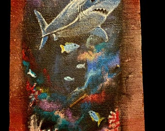 Shark- Acrylic on Wood Handpainted