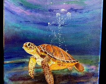 Seaturtle- Hand Painted Acrylic on Canvas